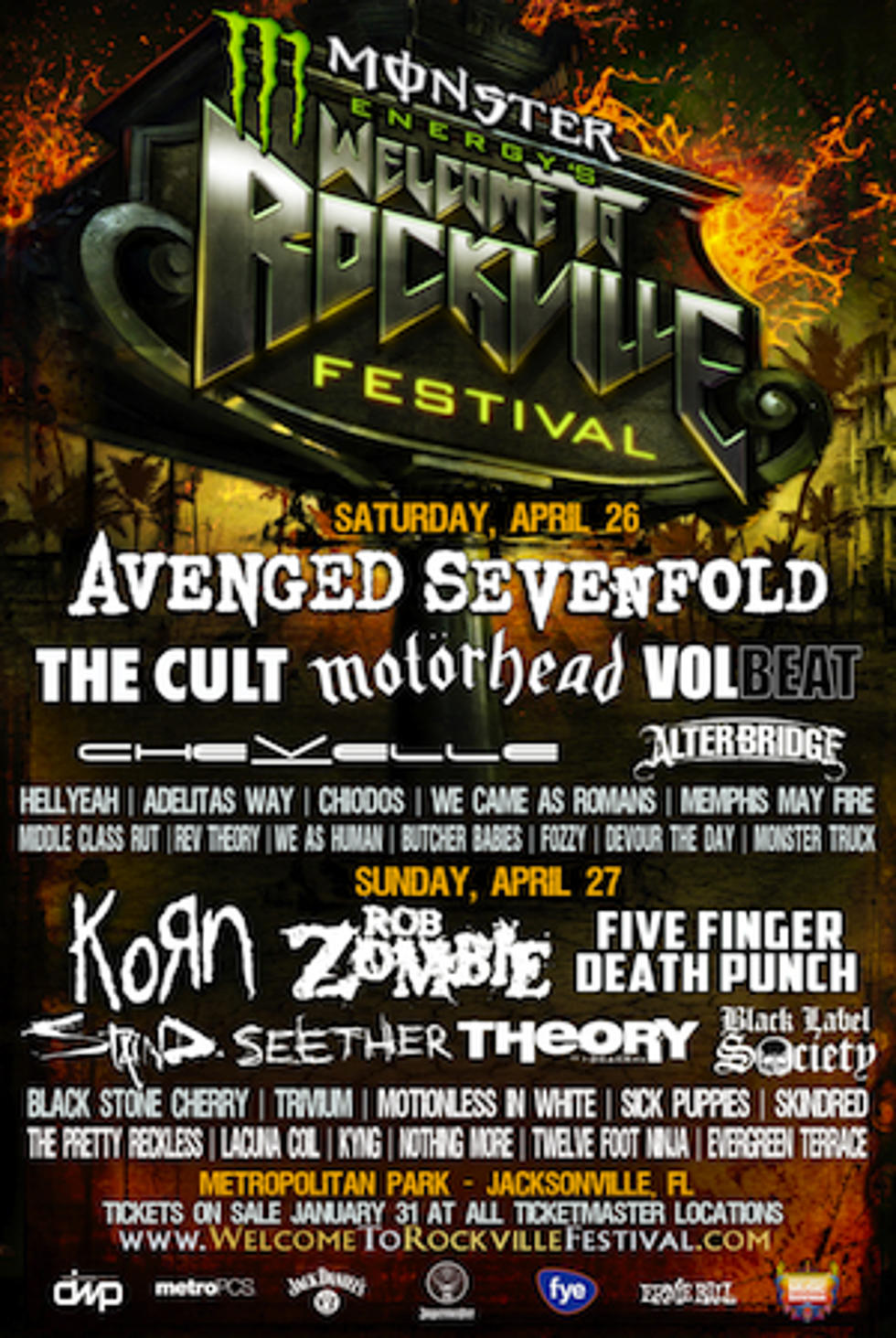 Avenged Sevenfold, Korn, Alter Bridge, 5FDP + Rob Zombie Lead Welcome to Rockville 2014 Lineup
