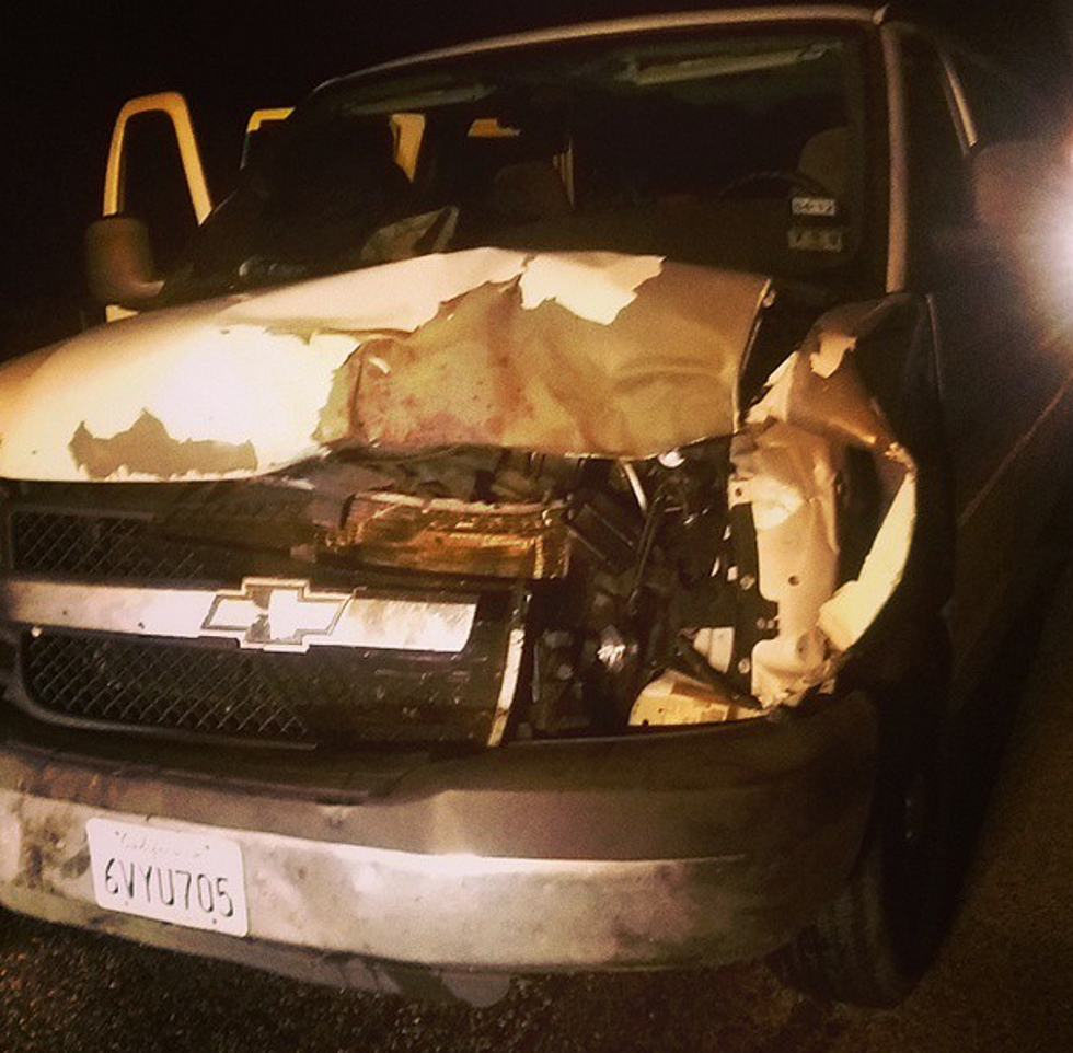 The Faceless Total Van After Crashing Into Moose