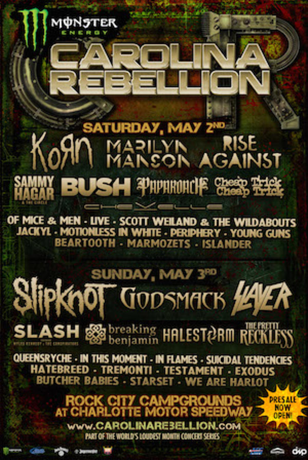 Korn, Slipknot, Marilyn Manson, Godsmack, Slayer + More To Rock 2015 Carolina Rebellion