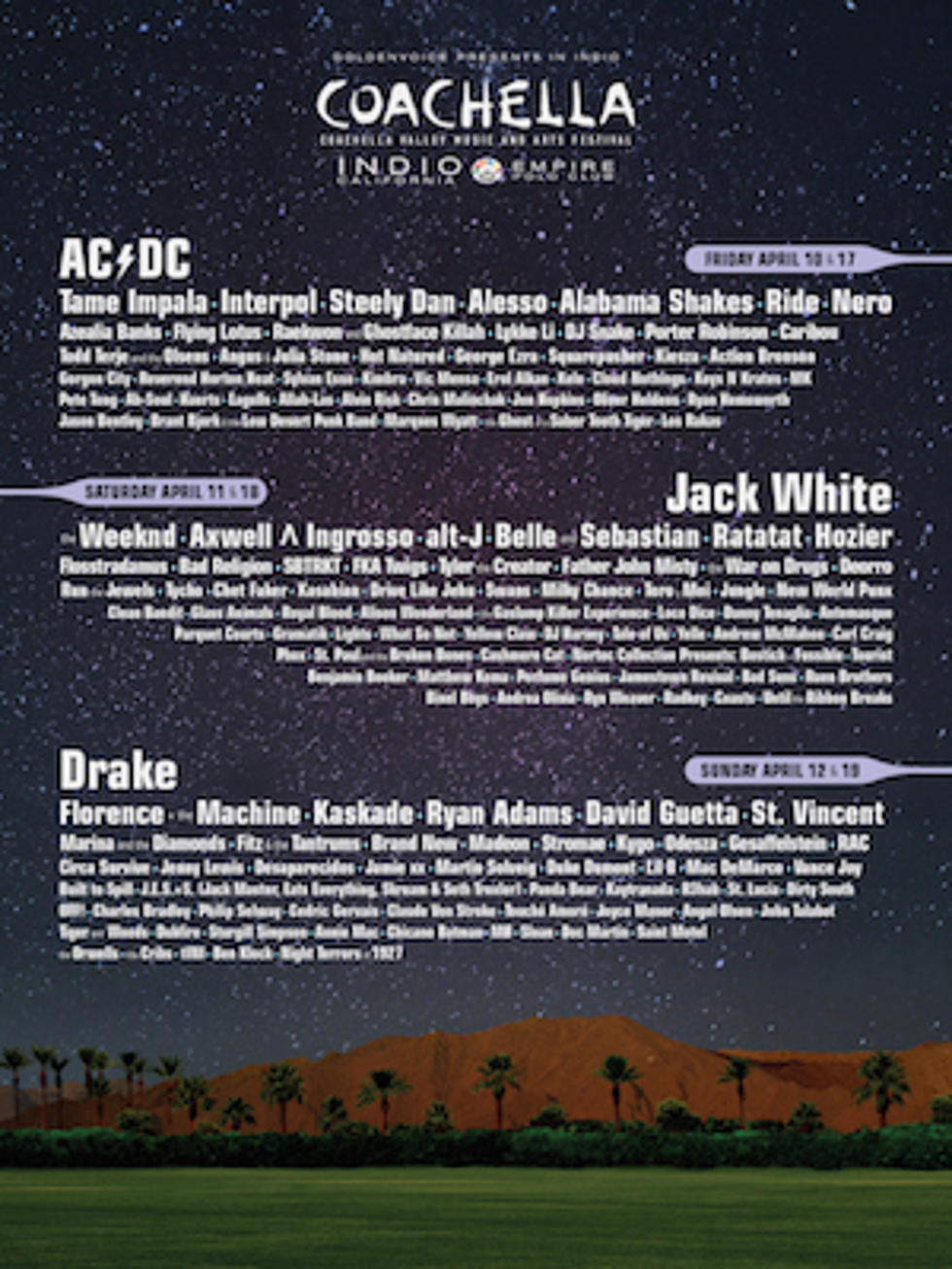 AC/DC to Headline 2015 Coachella Festival Along With Jack White + Drake