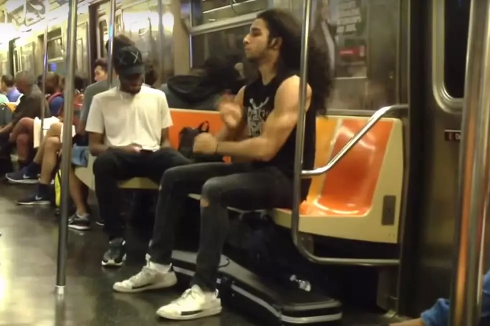 Metalhead Goes Crazy Air Drumming on Subway