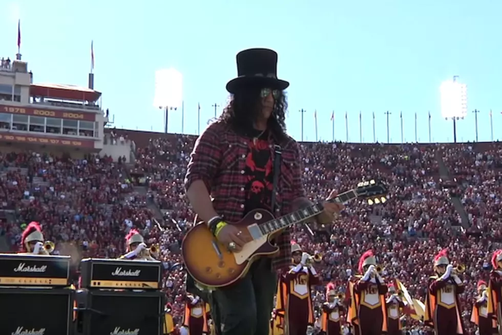 Slash Performs National Anthem With USC Marching Band