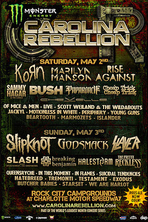 Korn + Slipknot to Headline 2015 Carolina Rebellion